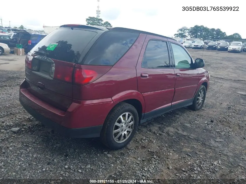 2006 Buick Rendezvous Cx VIN: 3G5DB03L76S539922 Lot: 39921155