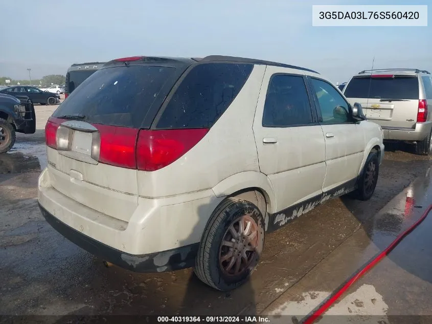 2006 Buick Rendezvous Cx VIN: 3G5DA03L76S560420 Lot: 40319364