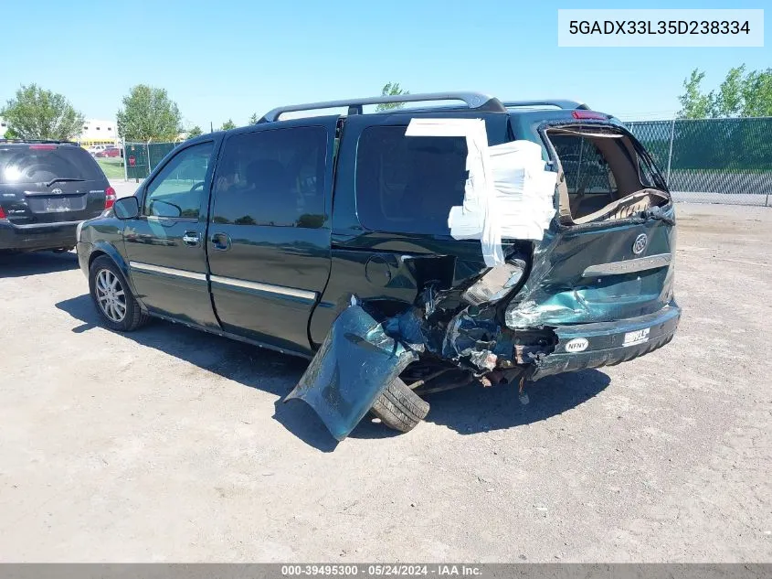 2005 Buick Terraza Cxl VIN: 5GADX33L35D238334 Lot: 39495300