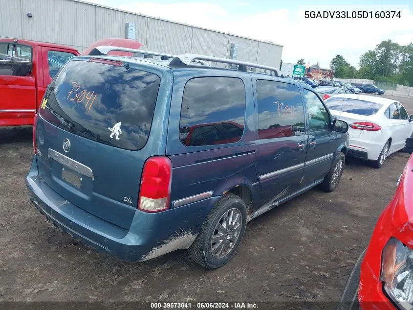 2005 Buick Terraza Cxl VIN: 5GADV33L05D160374 Lot: 39573041