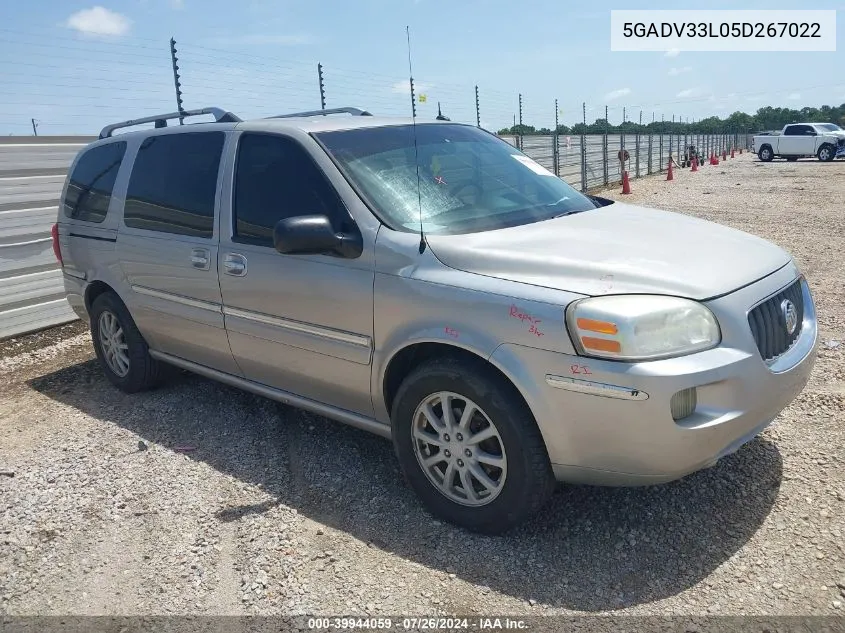 2005 Buick Terraza Cxl VIN: 5GADV33L05D267022 Lot: 39944059