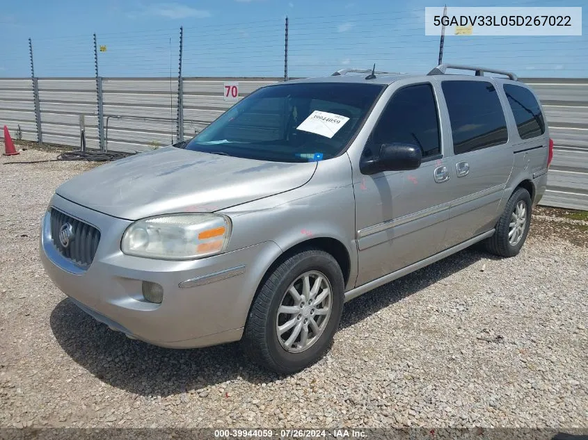 2005 Buick Terraza Cxl VIN: 5GADV33L05D267022 Lot: 39944059