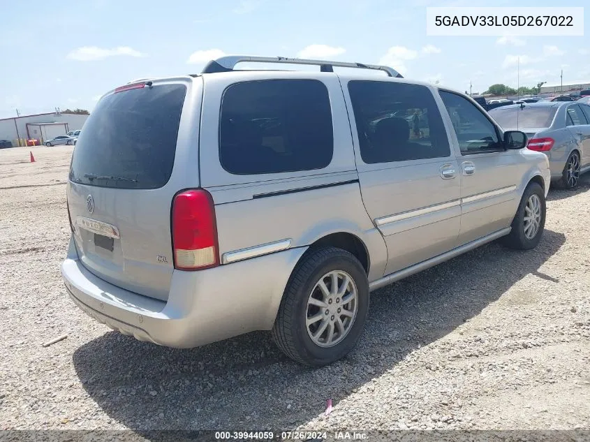 2005 Buick Terraza Cxl VIN: 5GADV33L05D267022 Lot: 39944059