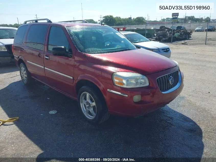 2005 Buick Terraza Cxl VIN: 5GADV33L55D198960 Lot: 40385395