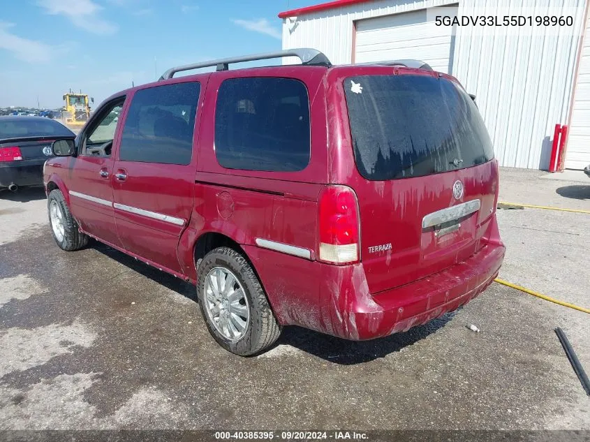 2005 Buick Terraza Cxl VIN: 5GADV33L55D198960 Lot: 40385395