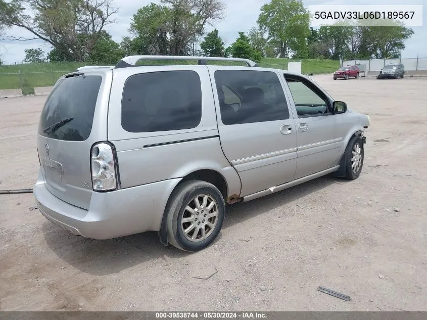 2006 Buick Terraza Cxl VIN: 5GADV33L06D189567 Lot: 39538744