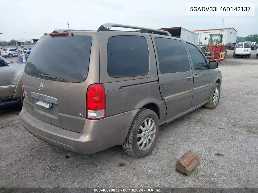 2006 Buick Terraza Cxl VIN: 5GADV33L46D142137 Lot: 40078832