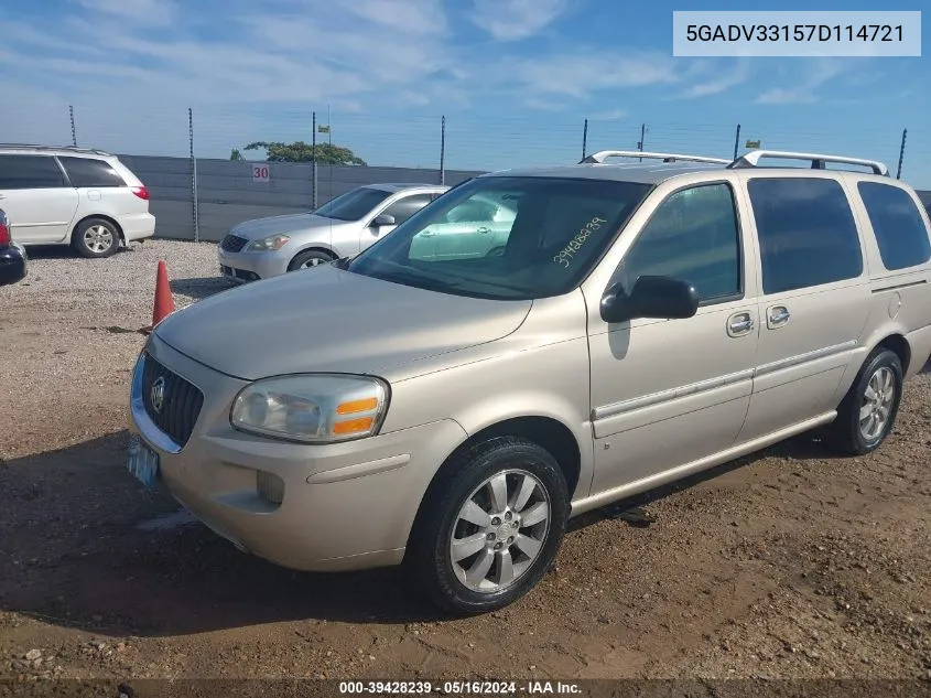 2007 Buick Terraza Cxl VIN: 5GADV33157D114721 Lot: 39428239