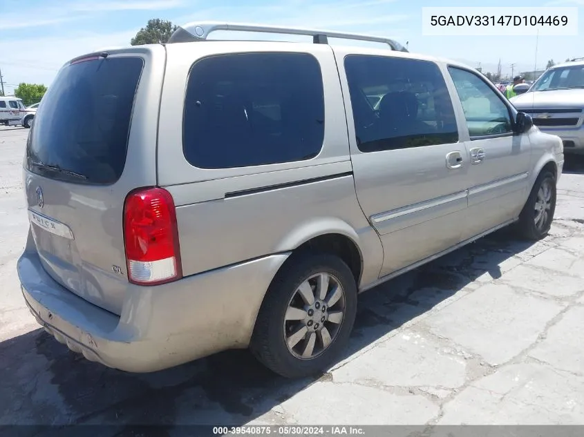 2007 Buick Terraza Cxl VIN: 5GADV33147D104469 Lot: 39540875