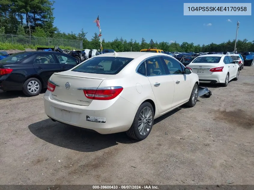 2014 Buick Verano Leather Group VIN: 1G4PS5SK4E4170958 Lot: 39600433