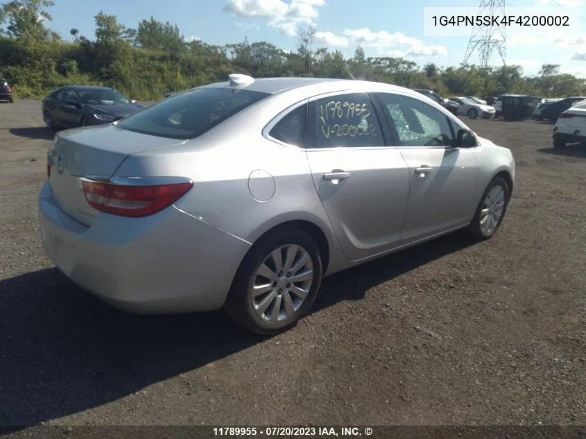 2015 Buick Verano VIN: 1G4PN5SK4F4200002 Lot: 11789955