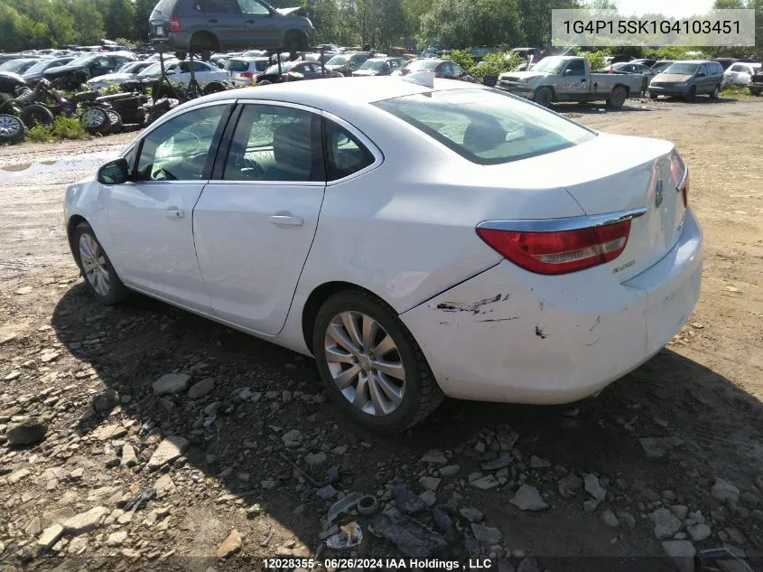 2016 Buick Verano VIN: 1G4P15SK1G4103451 Lot: 12028355