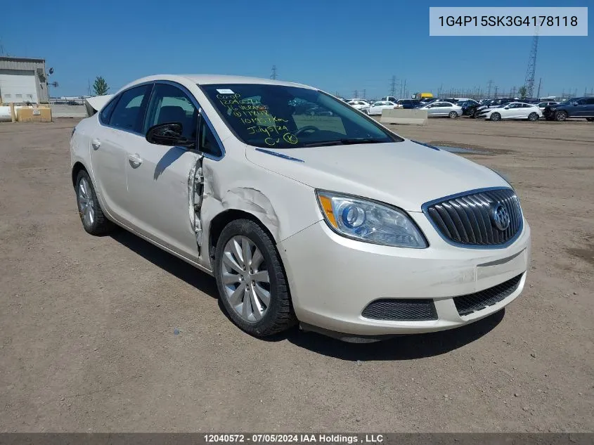 2016 Buick Verano VIN: 1G4P15SK3G4178118 Lot: 12040572