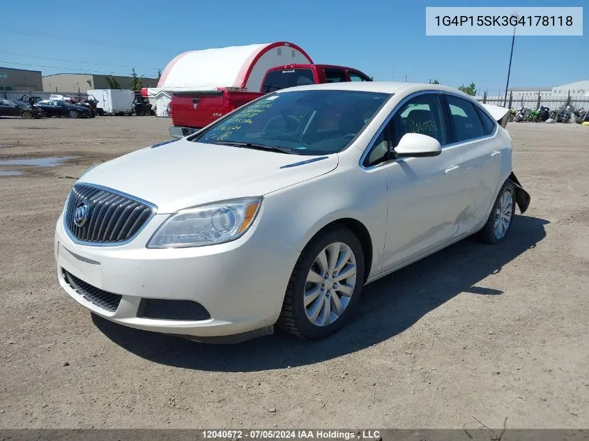 2016 Buick Verano VIN: 1G4P15SK3G4178118 Lot: 12040572