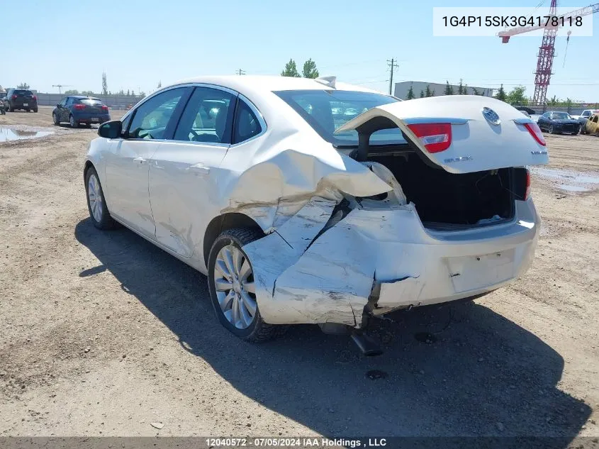 2016 Buick Verano VIN: 1G4P15SK3G4178118 Lot: 12040572