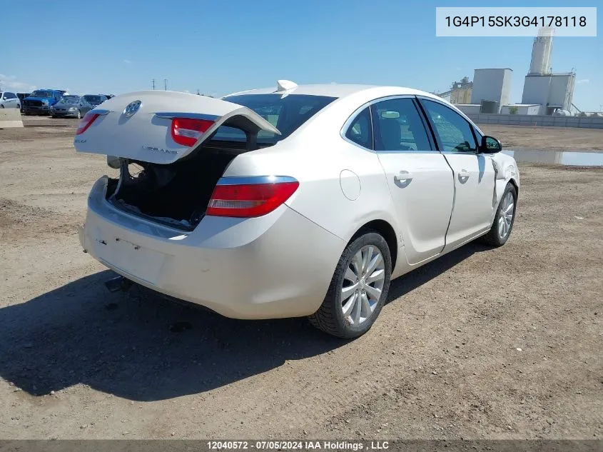 2016 Buick Verano VIN: 1G4P15SK3G4178118 Lot: 12040572