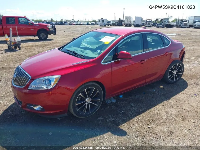 2016 Buick Verano Sport Touring Group VIN: 1G4PW5SK9G4181820 Lot: 40434885