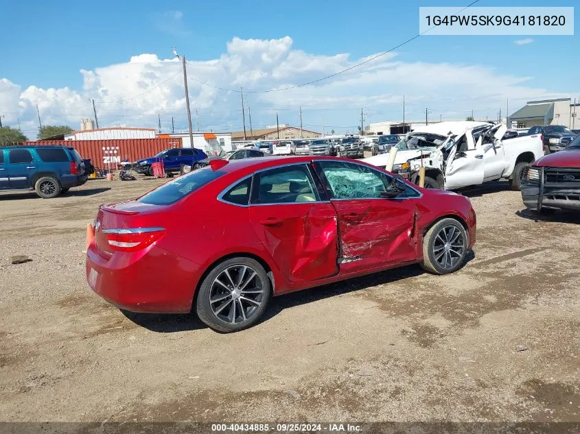 2016 Buick Verano Sport Touring Group VIN: 1G4PW5SK9G4181820 Lot: 40434885