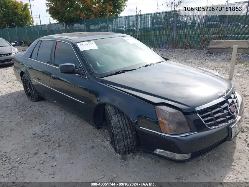 1G6KD57967U181853 2007 Cadillac Dts