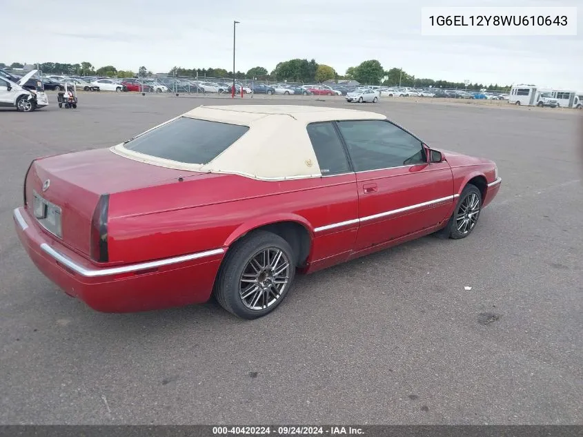 1G6EL12Y8WU610643 1998 Cadillac Eldorado Standard