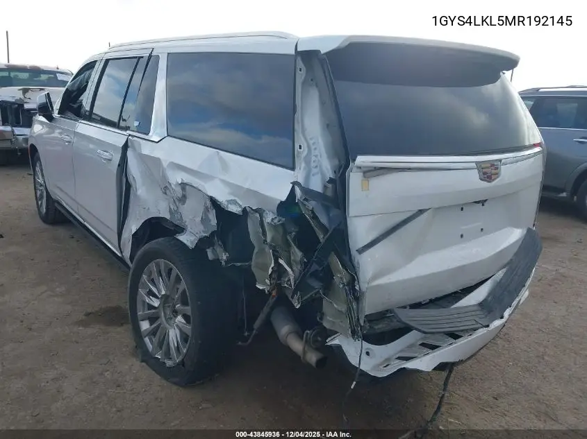 1GYS4LKL5MR192145 2021 Cadillac Escalade Esv 4Wd Premium Luxury