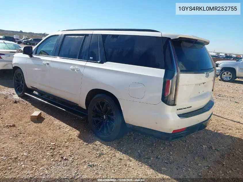 1GYS4RKL0MR252755 2021 Cadillac Escalade Esv 4Wd Sport Platinum