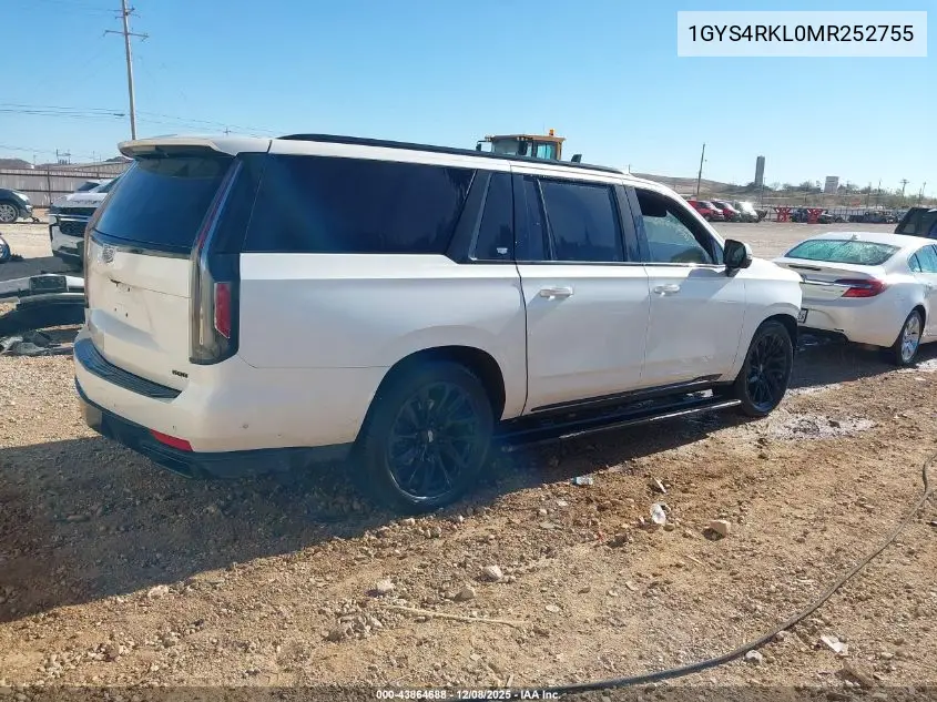1GYS4RKL0MR252755 2021 Cadillac Escalade Esv 4Wd Sport Platinum