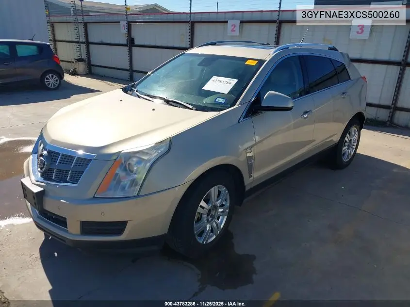 3GYFNAE3XCS500260 2012 Cadillac Srx Luxury Collection