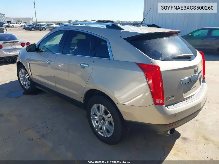 3GYFNAE3XCS500260 2012 Cadillac Srx Luxury Collection