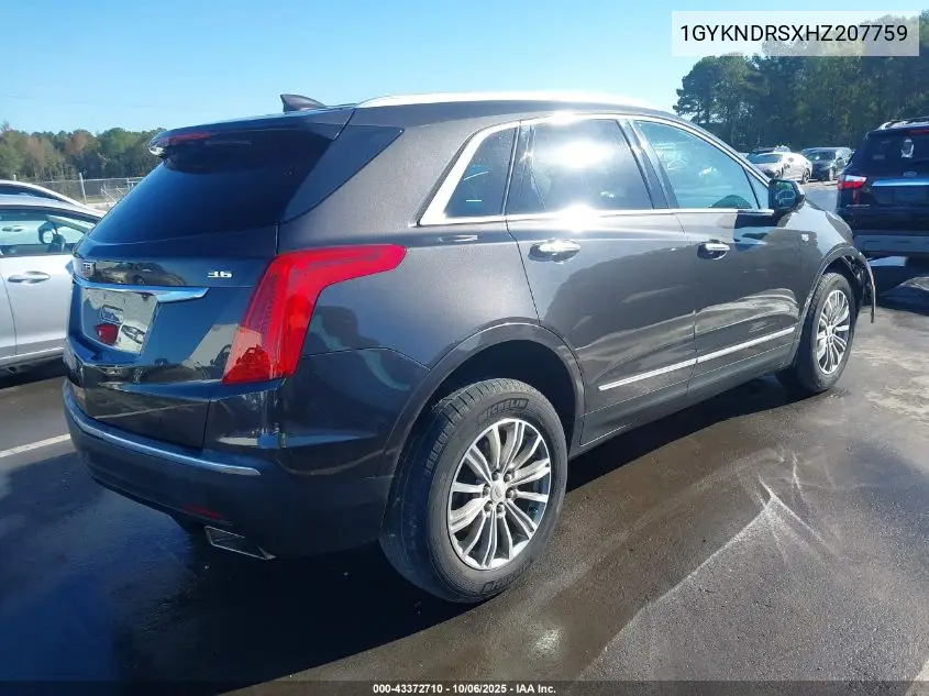 1GYKNDRSXHZ207759 2017 Cadillac Xt5 Luxury