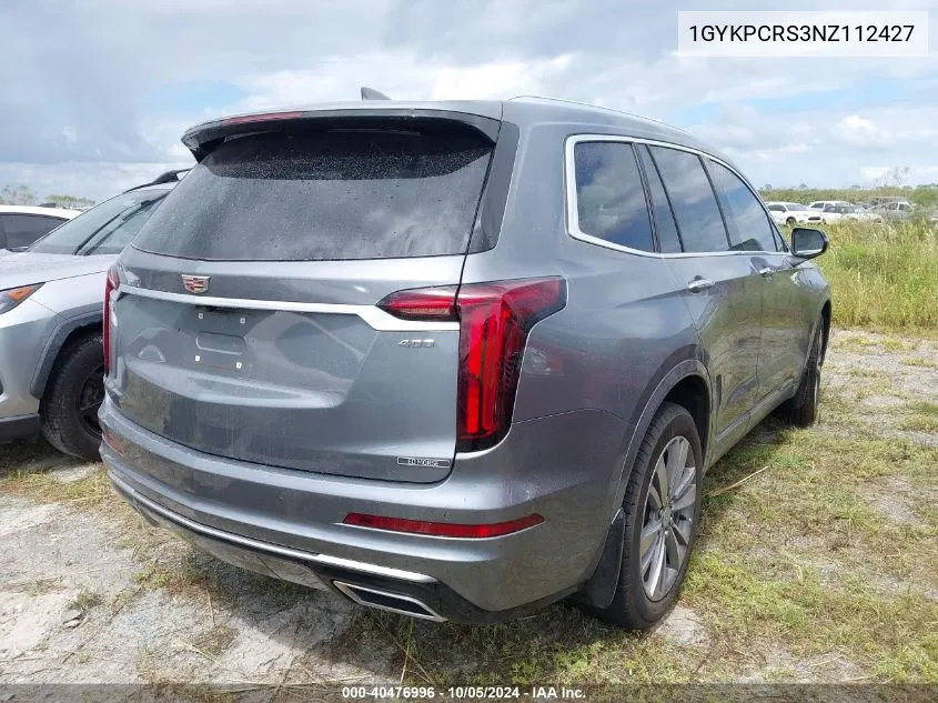 1GYKPCRS3NZ112427 2022 Cadillac Xt6 Premium Luxury