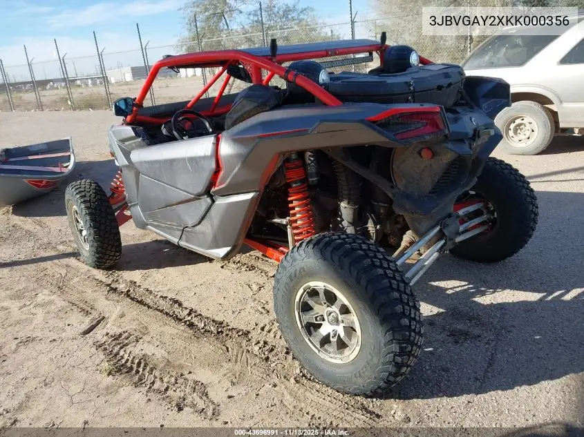 3JBVGAY2XKK000356 2019 Can-Am Maverick X3 Turbo