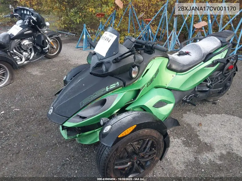 2BXJANA17CV001170 2012 Can-Am Spyder Roadster Rs-S