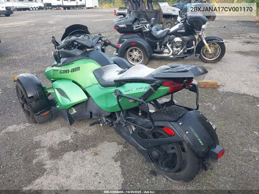 2BXJANA17CV001170 2012 Can-Am Spyder Roadster Rs-S