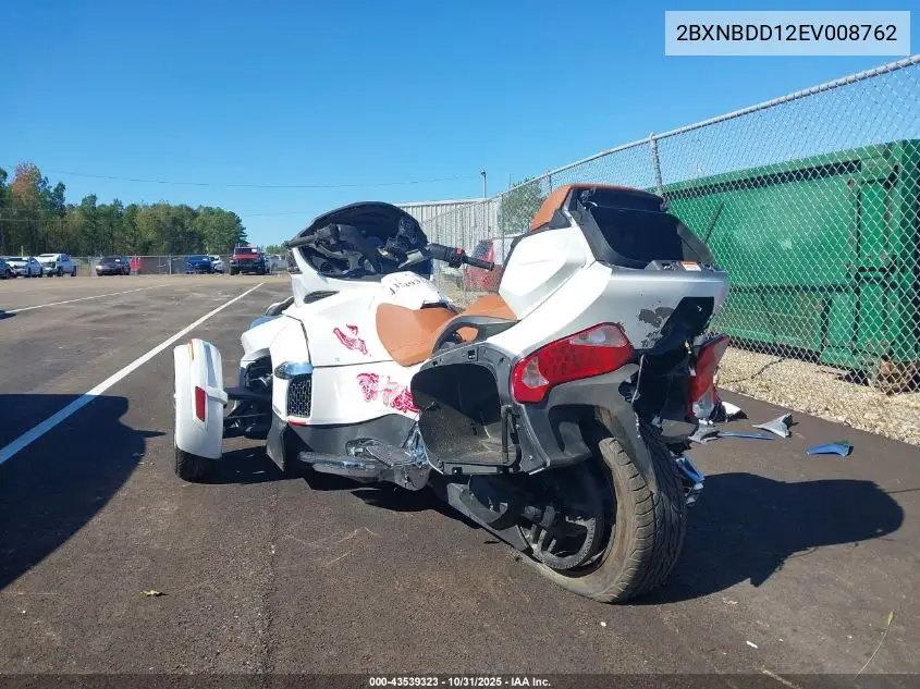 2BXNBDD12EV008762 2014 Can-Am Spyder Roadster Rt/Rts/Rt Limited