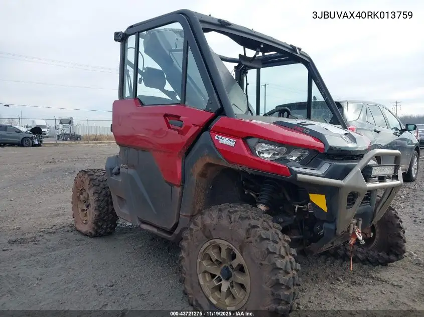 3JBUVAX40RK013759 2024 Can-Am Defender Limited Cab Hd10