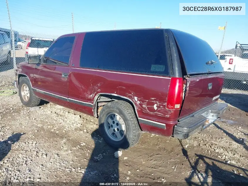 1999 Chevrolet Tahoe C1500 VIN: 3GCEC28R6XG187987 Lot: 43815172