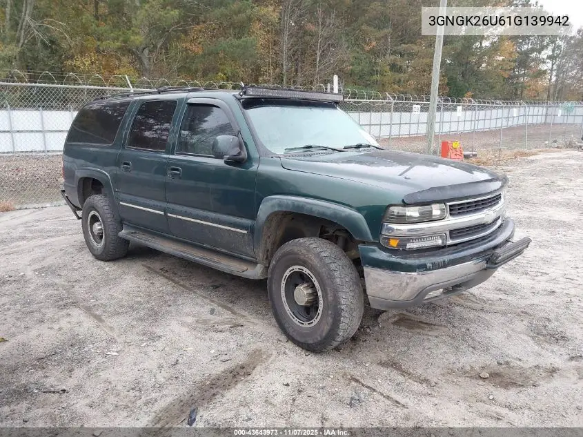 3GNGK26U61G139942 2001 Chevrolet Suburban 2500 Lt