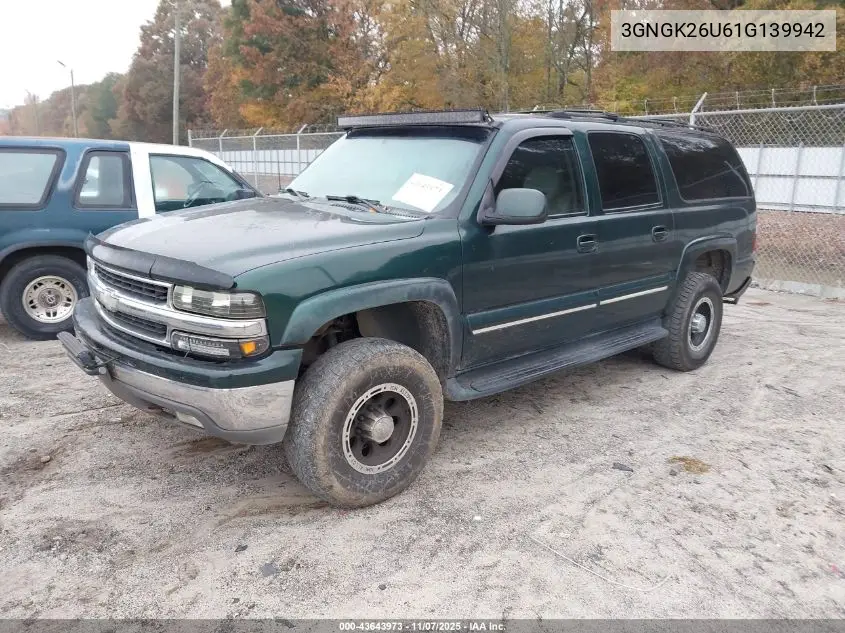 3GNGK26U61G139942 2001 Chevrolet Suburban 2500 Lt