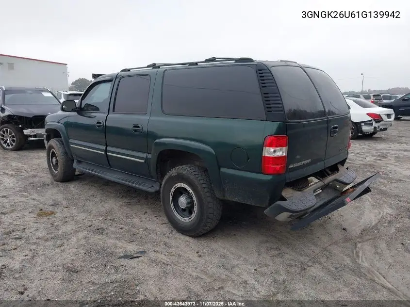 3GNGK26U61G139942 2001 Chevrolet Suburban 2500 Lt