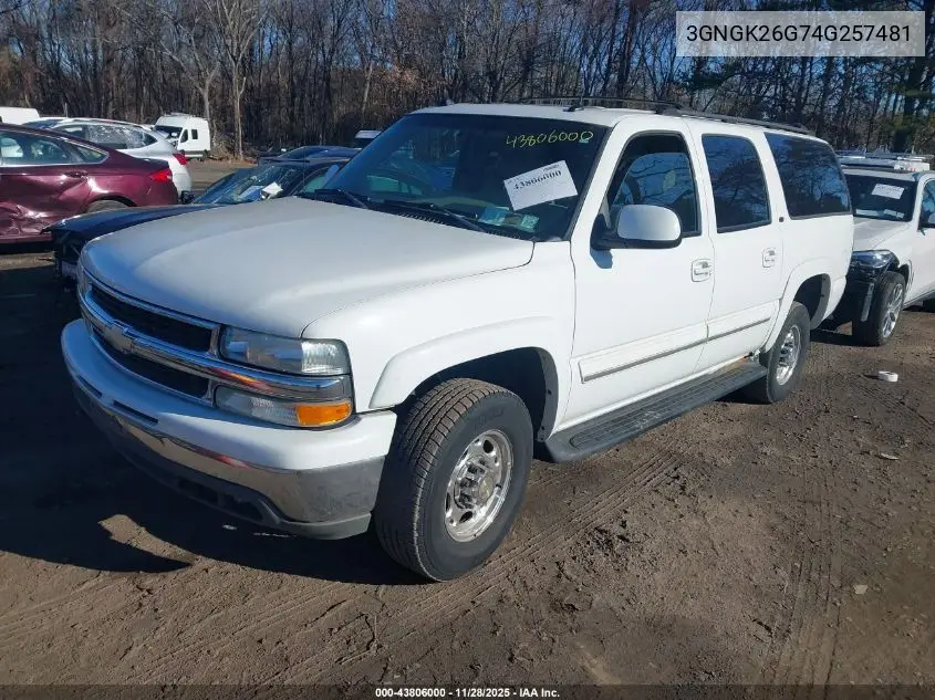 2004 Chevrolet Suburban 2500 Lt VIN: 3GNGK26G74G257481 Lot: 43806000