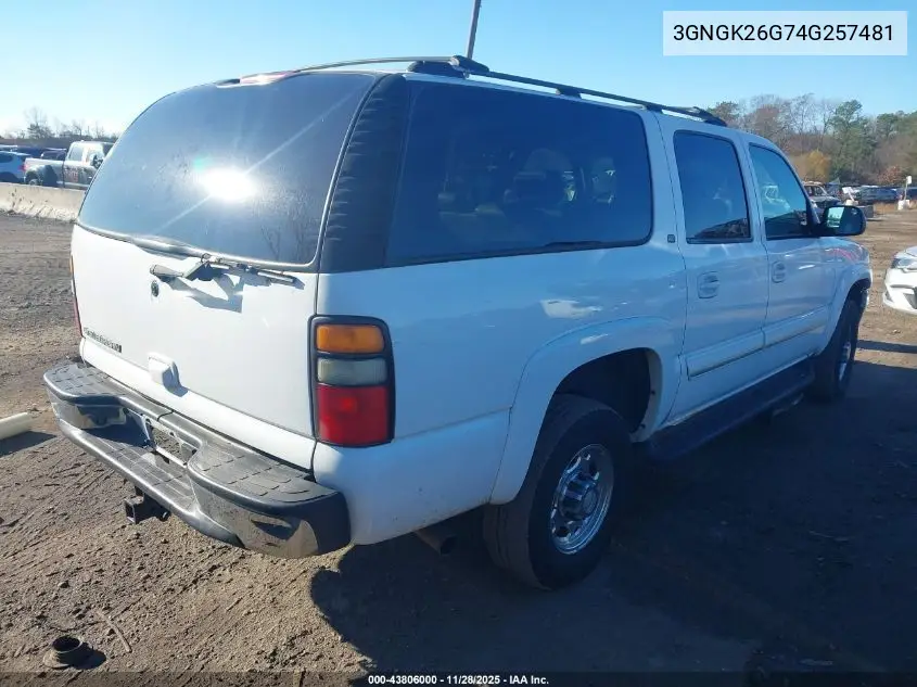 2004 Chevrolet Suburban 2500 Lt VIN: 3GNGK26G74G257481 Lot: 43806000