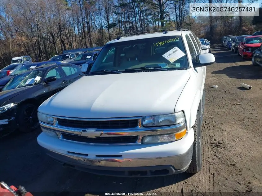 2004 Chevrolet Suburban 2500 Lt VIN: 3GNGK26G74G257481 Lot: 43806000