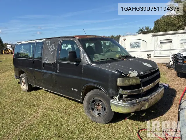 1GAHG39U751194378 2005 Chevrolet Express 3500 2005 Chevrolet Express 3500 11 Passenger Van (Inoperable)