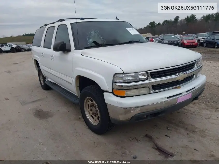 3GNGK26UX5G111776 2005 Chevrolet Suburban 2500 Lt