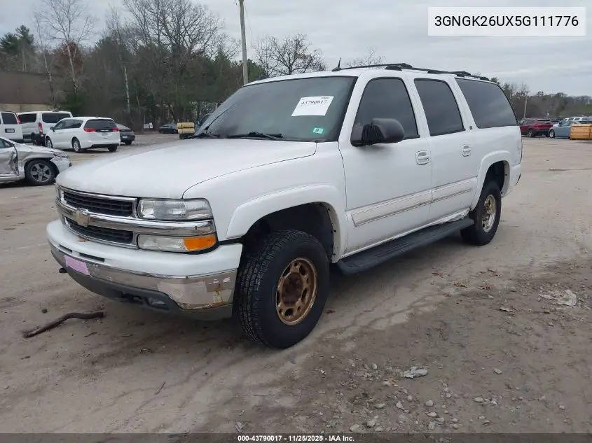 3GNGK26UX5G111776 2005 Chevrolet Suburban 2500 Lt