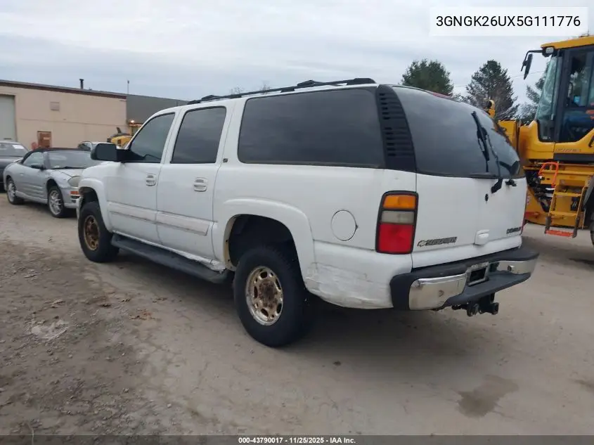 3GNGK26UX5G111776 2005 Chevrolet Suburban 2500 Lt