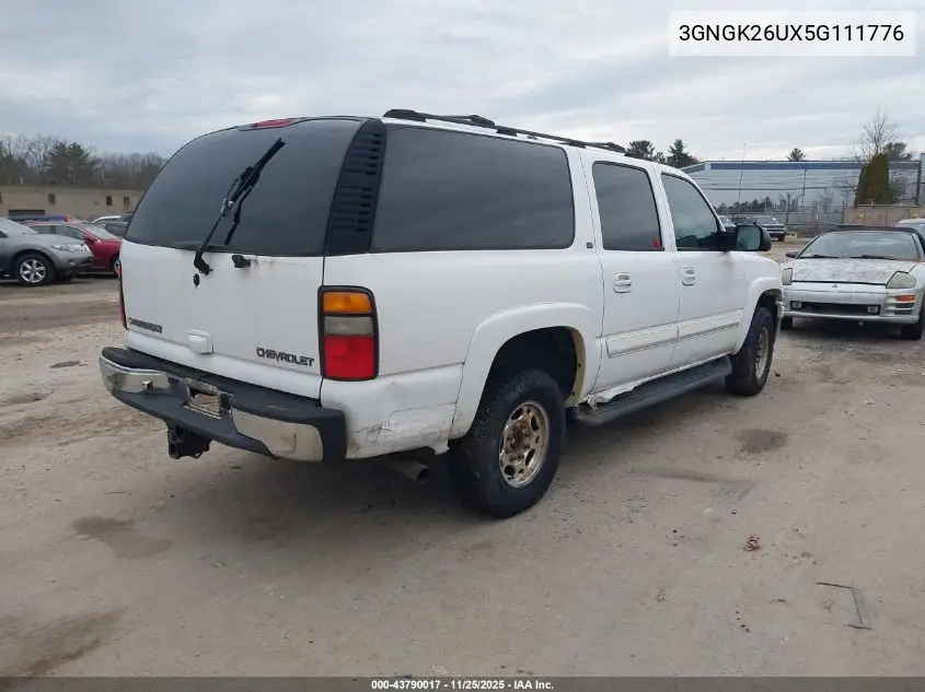 3GNGK26UX5G111776 2005 Chevrolet Suburban 2500 Lt