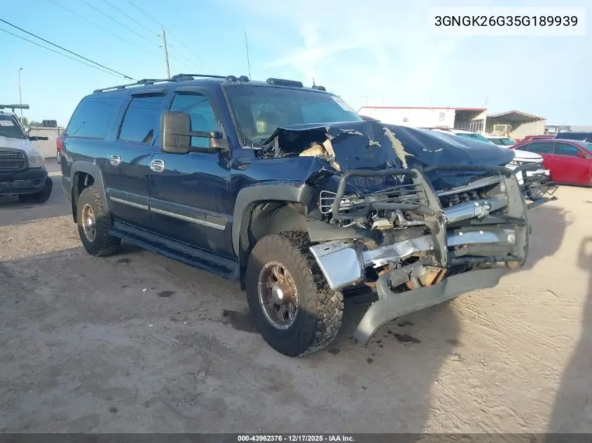 3GNGK26G35G189939 2005 Chevrolet Suburban 2500 Lt