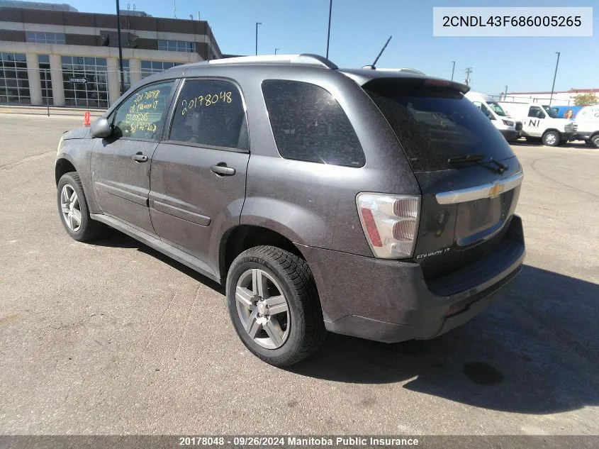 2CNDL43F686005265 2008 Chevrolet Equinox Lt V6